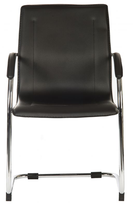 Contemporary Black Leather Reception Chair - GUEST